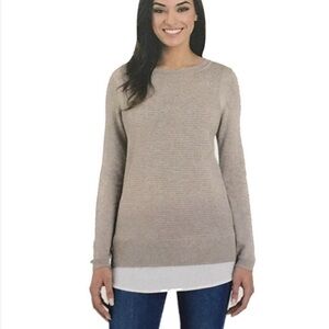 Hilary Radley Crew Neck Two Layered Look Sweater- XS